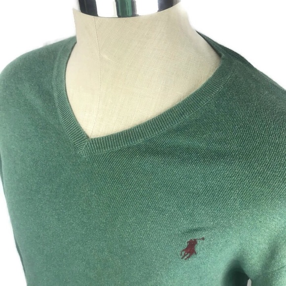 Polo Ralph Lauren Blue Label Pima Cotton V neck Pony Classic Purple Sweater M
